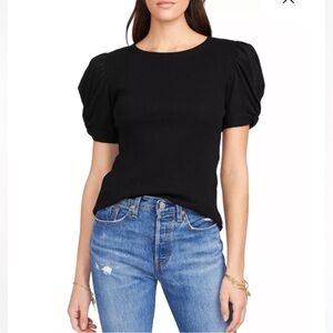 Elie Tahari Knot Sleeve Detail Top in Black Size M